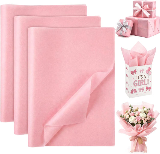120 Sheets Pink Tissue Paper Bulk, 14 x 20 Inch Gift Wrapping Paper for Wedding Birthday DIY Craft Project