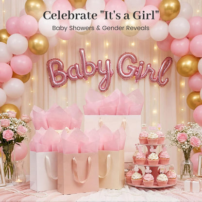 120 Sheets Pink Tissue Paper Bulk, 14 x 20 Inch Gift Wrapping Paper for Wedding Birthday DIY Craft Project