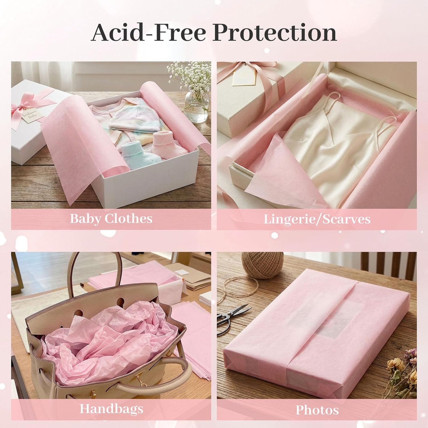 120 Sheets Pink Tissue Paper Bulk, 14 x 20 Inch Gift Wrapping Paper for Wedding Birthday DIY Craft Project