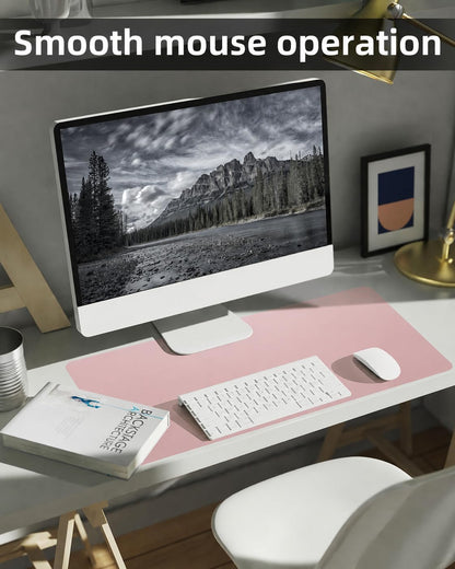 Leather Desk Protector, Non-Slip PU Laptop Mat for Office/Home - Waterproof Writing Pad (31.5"x15.7", Rose Pink)