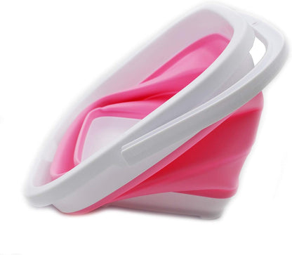 10L (2.6 Gallon) Collapsible Rectangular Handy Bucket (White/Pink (Set of 2))