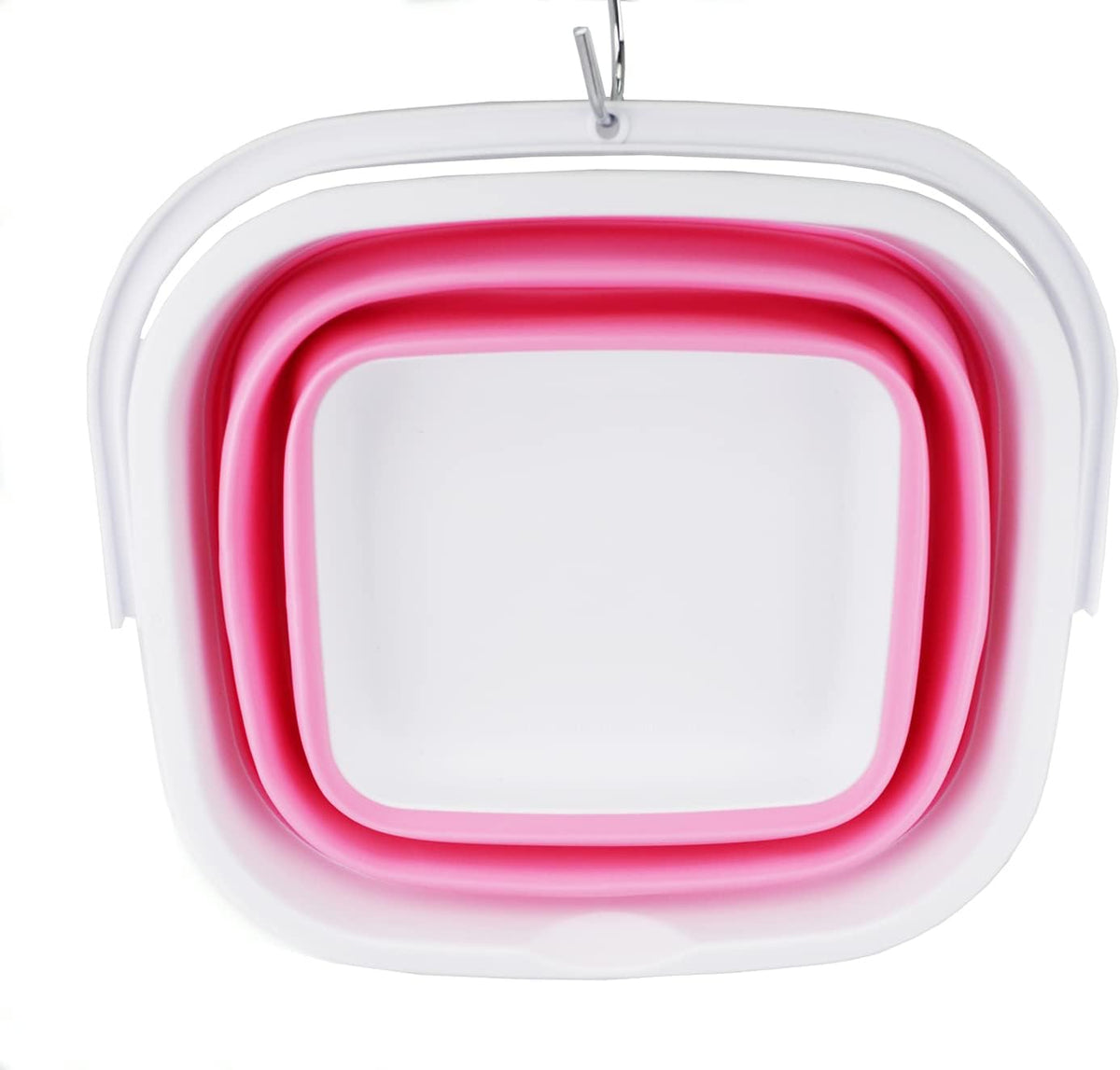 10L (2.6 Gallon) Collapsible Rectangular Handy Bucket (White/Pink (Set of 2))