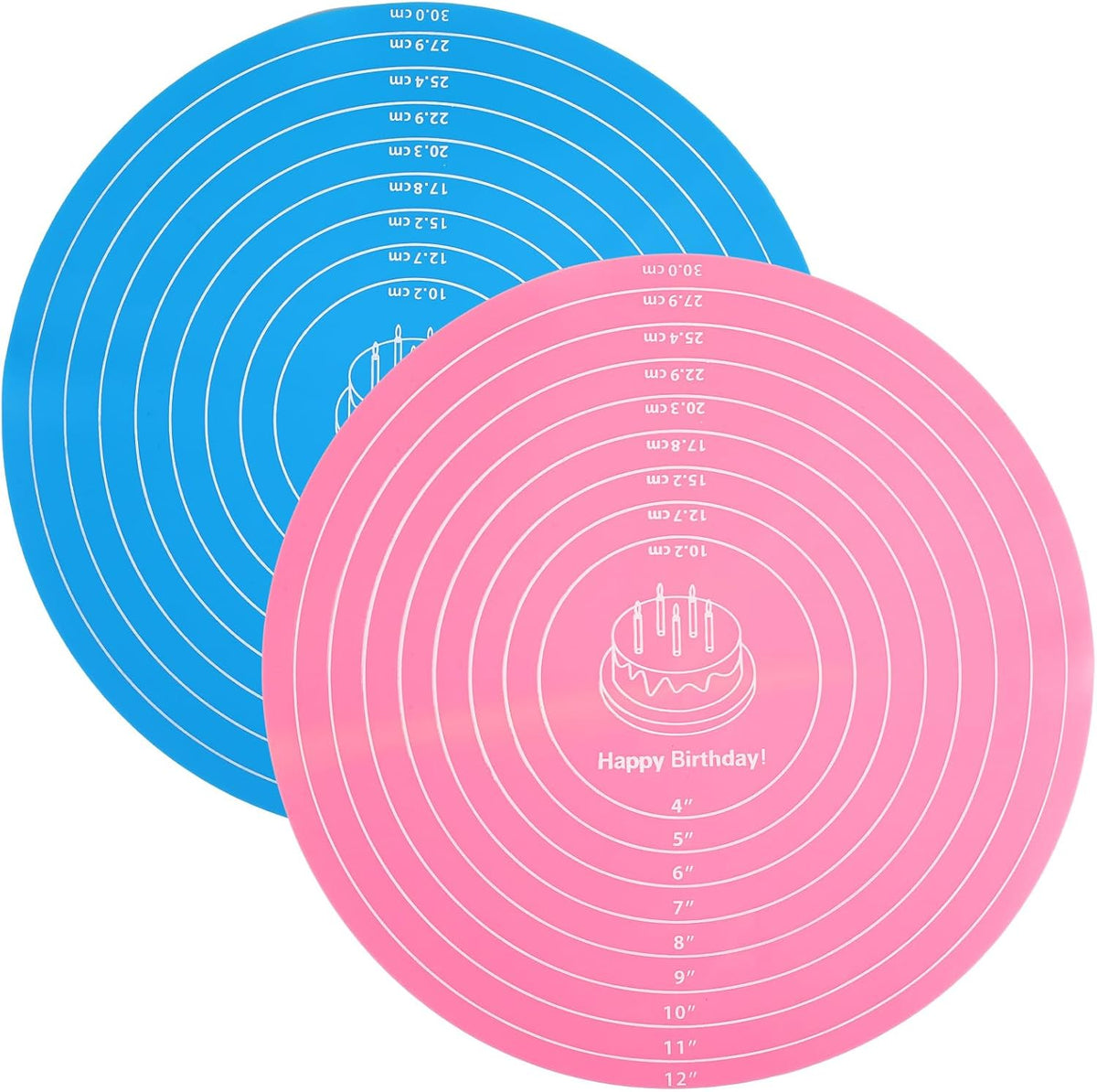 12 Inch Round Baking Mat 2PCS Silicone Cake Mat with Measurements