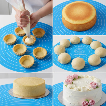 12 Inch Round Baking Mat 2PCS Silicone Cake Mat with Measurements