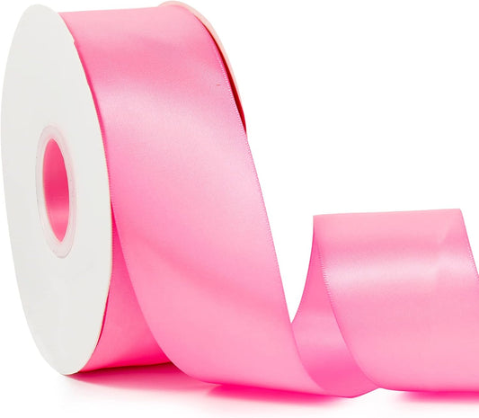 Peach Pink 2" X 50 Yards Solid Color Satin Ribbon, Double Faced High Density Polyester Fabric Ribbon for Gifts Wrapping, Wedding, Party, Crafts, Hair Bows, Home DIY Decor Ornaments