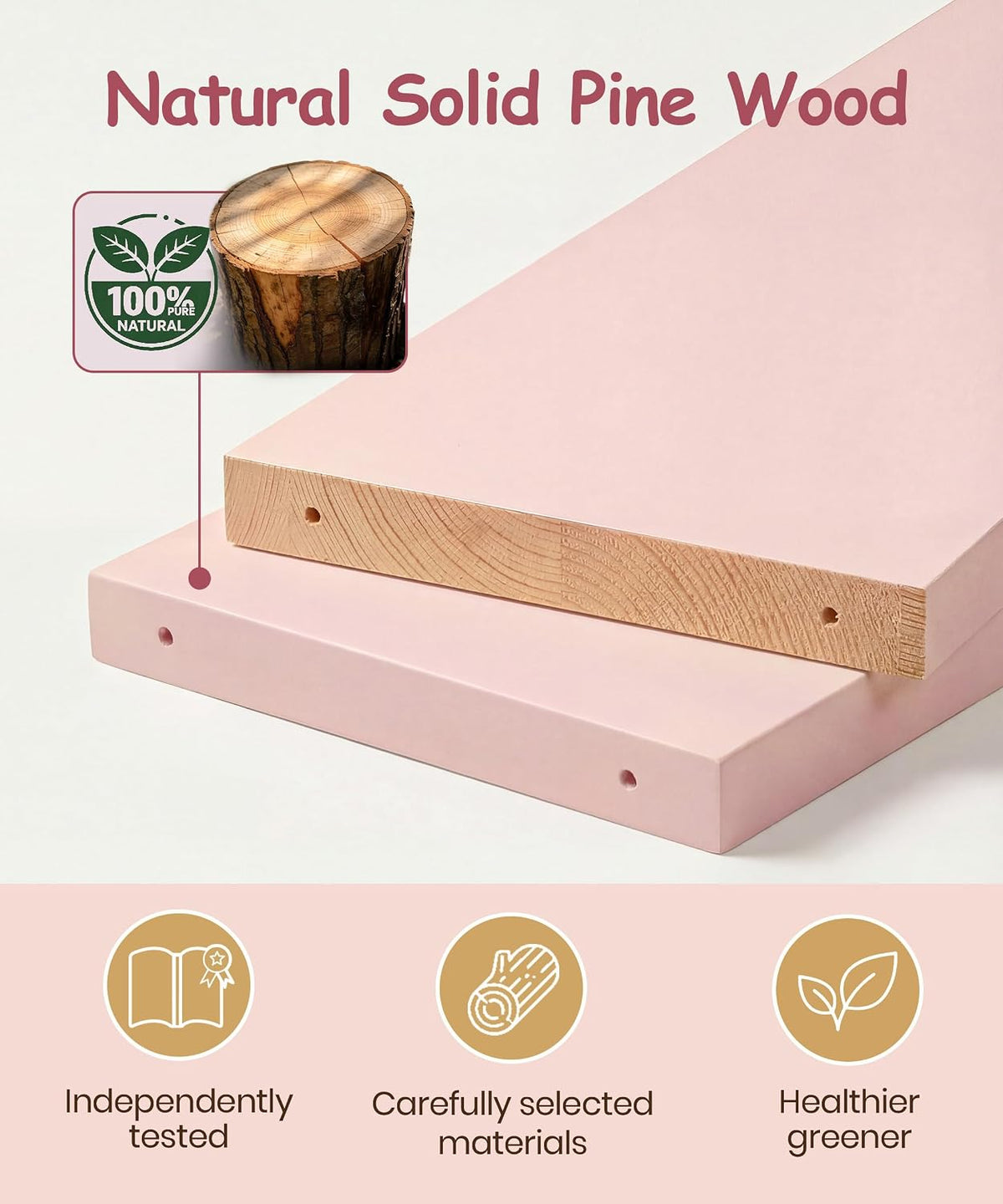 Nursery Book Shelves for Wall, Pink Shelf Bookshelf for Kids Rooms