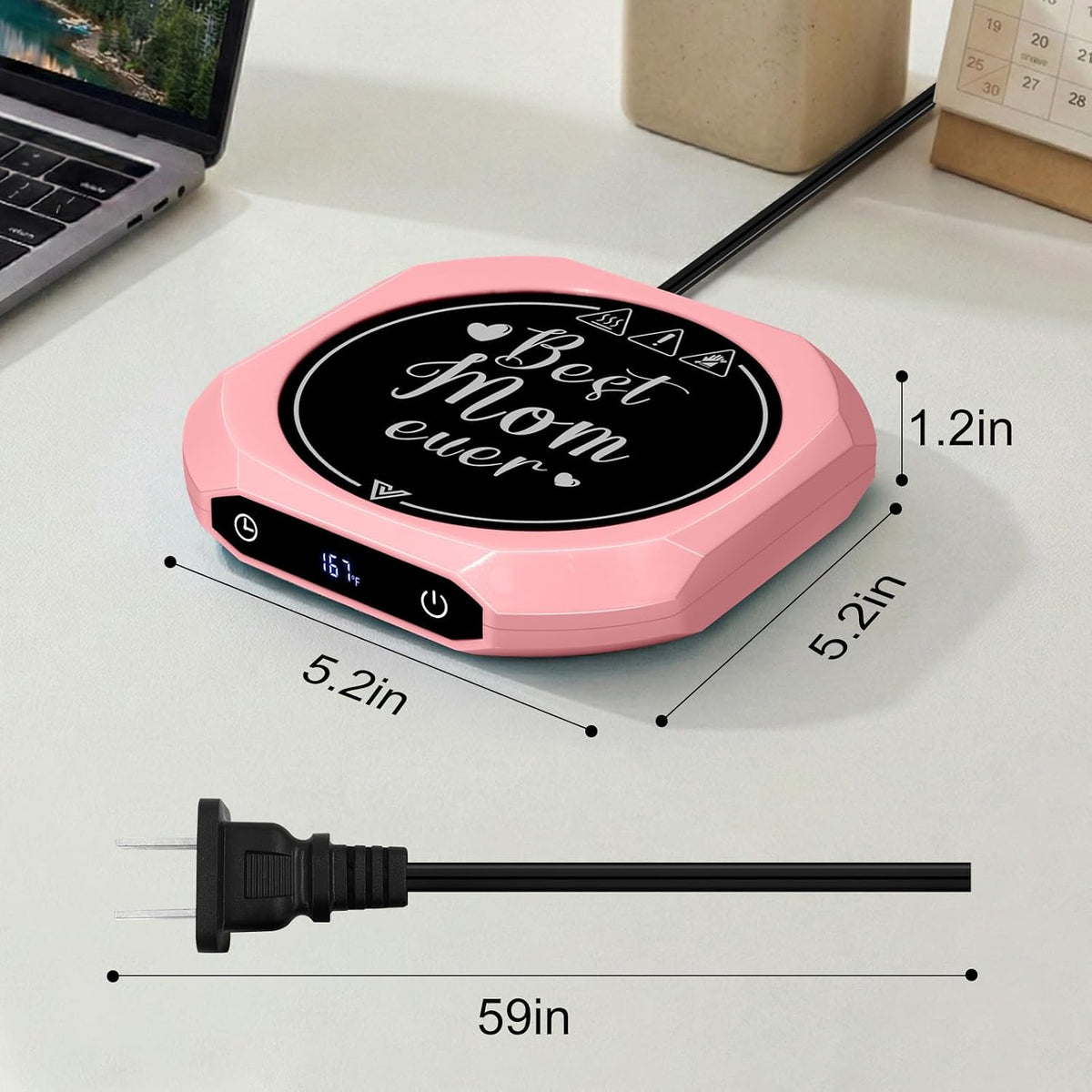 Coffee Mug Warmer with Timer for Desk, Auto Shut Off, Pink