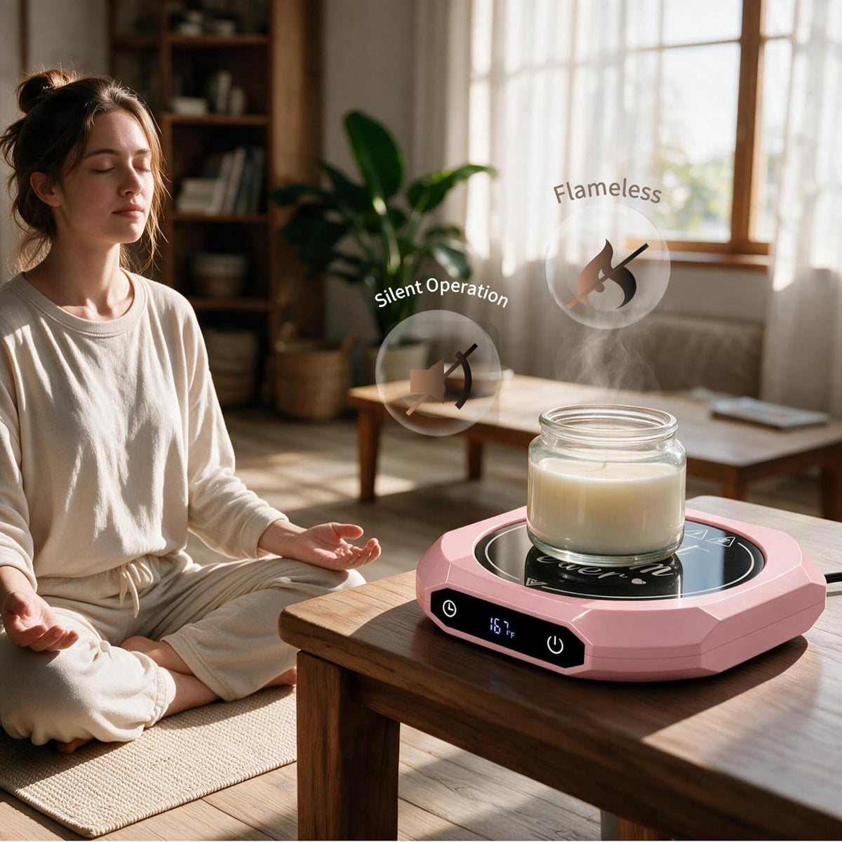 Coffee Mug Warmer with Timer for Desk, Auto Shut Off, Pink