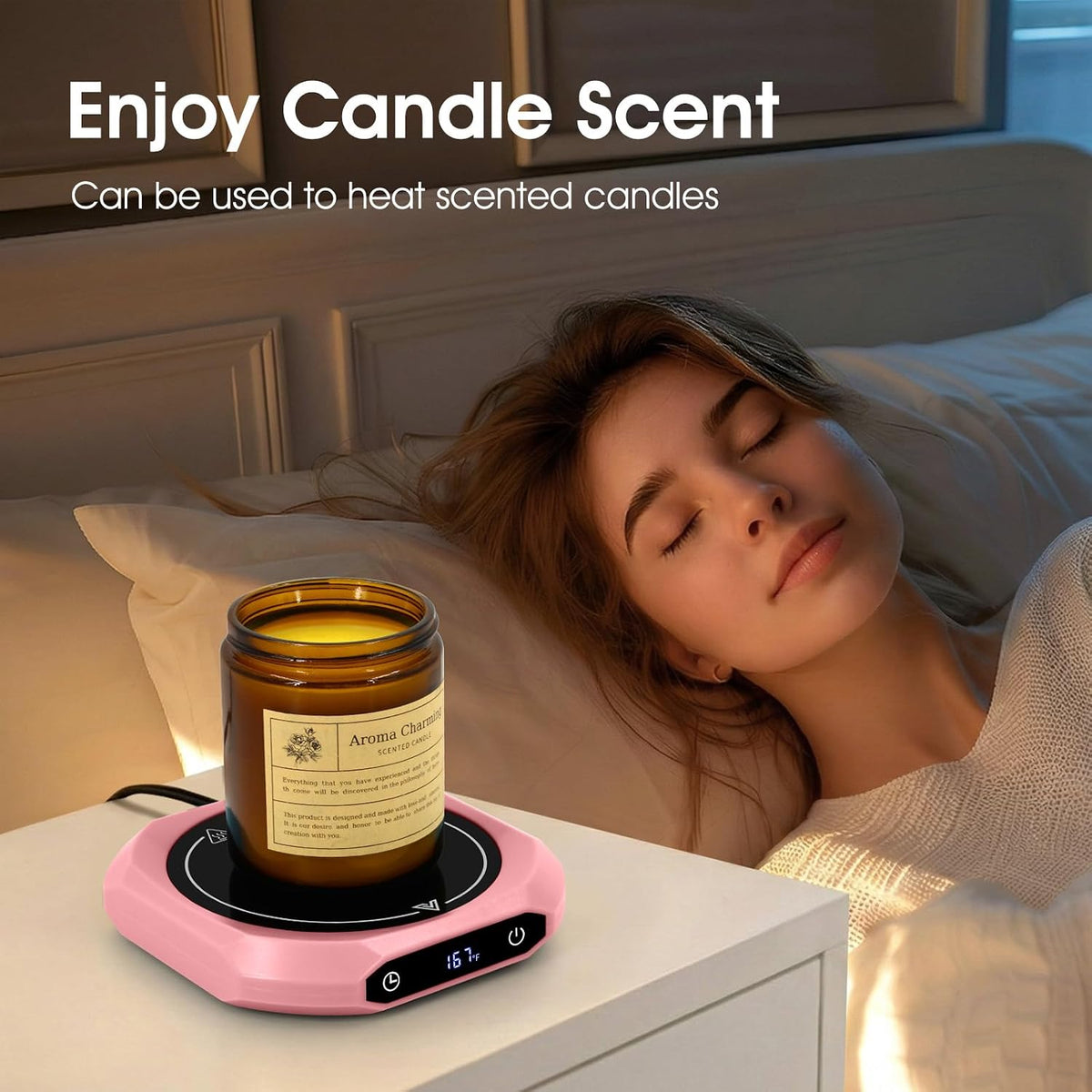 Coffee Mug Warmer with Timer for Desk, Auto Shut Off, Pink