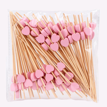 100 Pack Heart Cocktail Picks,4.7 Inch Toothpicks for Appetizers
