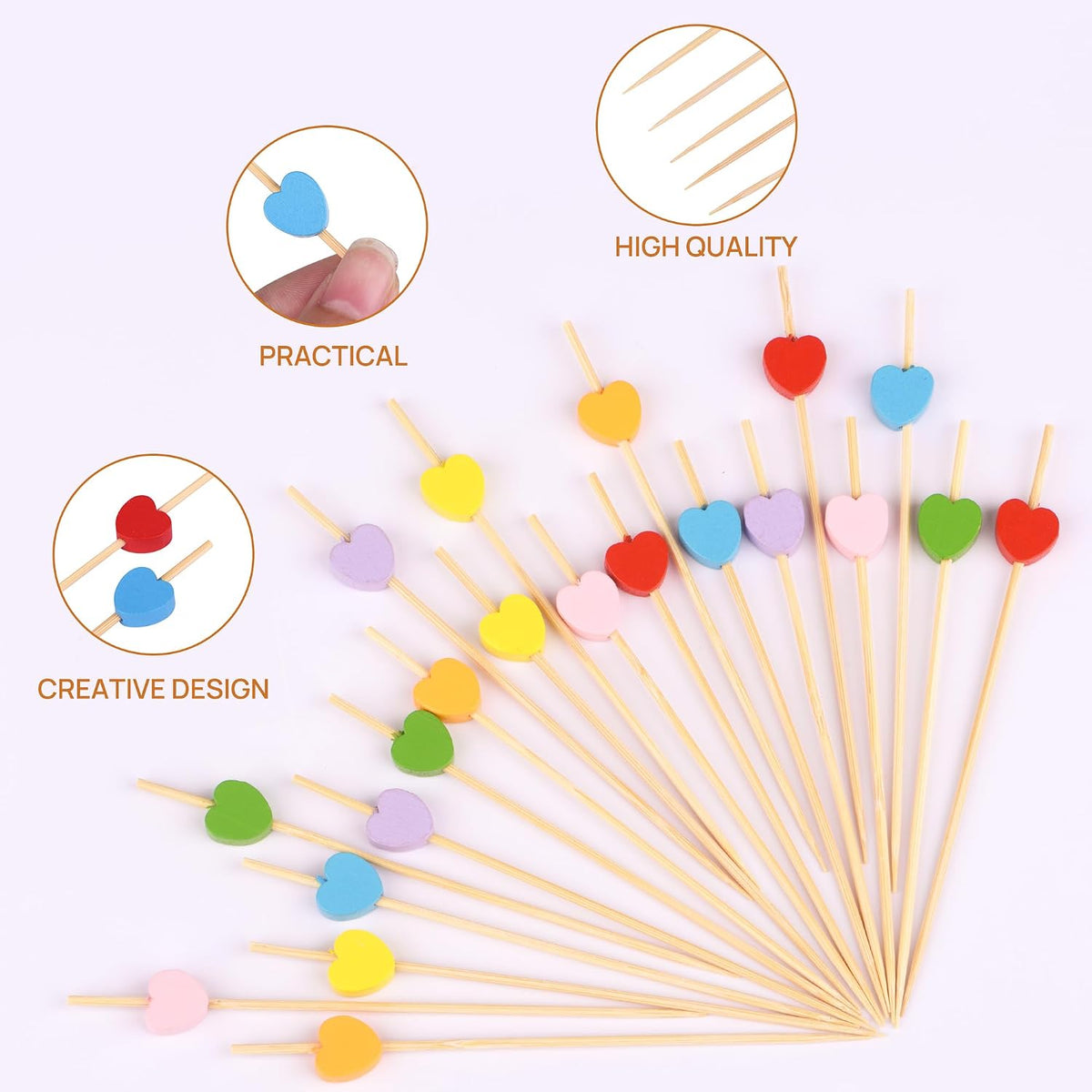 100 Pack Heart Cocktail Picks,4.7 Inch Toothpicks for Appetizers