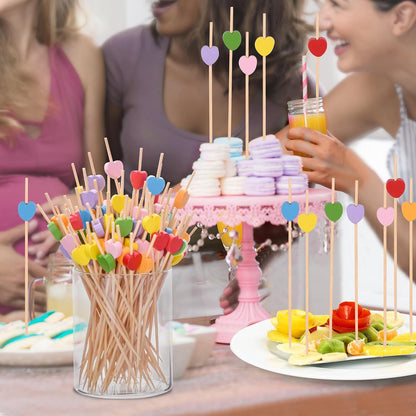 100 Pack Heart Cocktail Picks,4.7 Inch Toothpicks for Appetizers