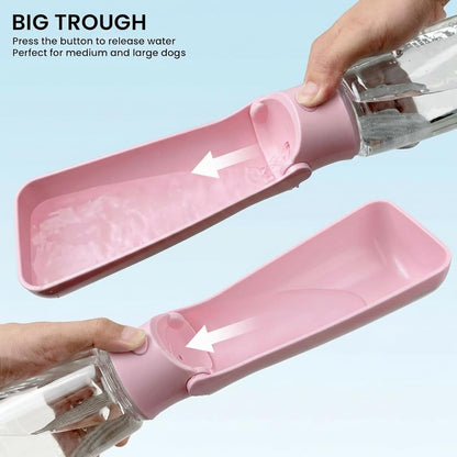 Portable Dog Water Bottle for Walking – 19oz / 12oz Foldable Pet Water Dispenser for Puppies, Medium & Large Dogs – Leak Proof Travel Water Bowl for Small Animals Dog Accessories(19OZ Pink)