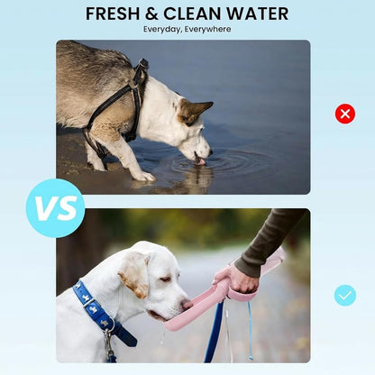 Portable Dog Water Bottle for Walking – 19oz / 12oz Foldable Pet Water Dispenser for Puppies, Medium & Large Dogs – Leak Proof Travel Water Bowl for Small Animals Dog Accessories(19OZ Pink)