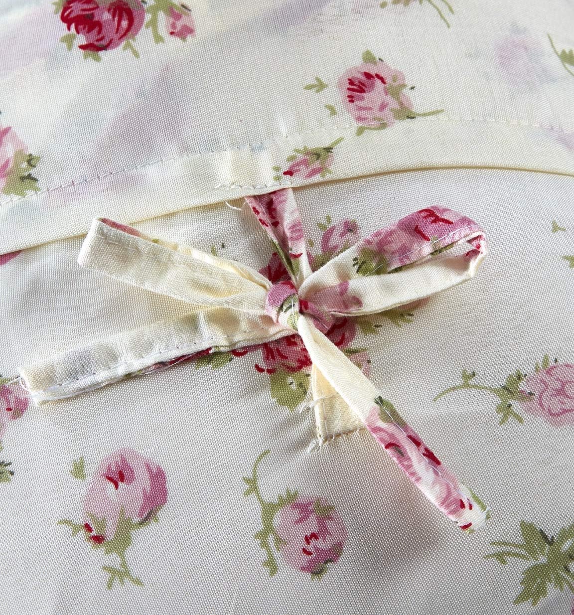 Pink & Green Roses Ruffle Pillowshams Set, 18"x18"
