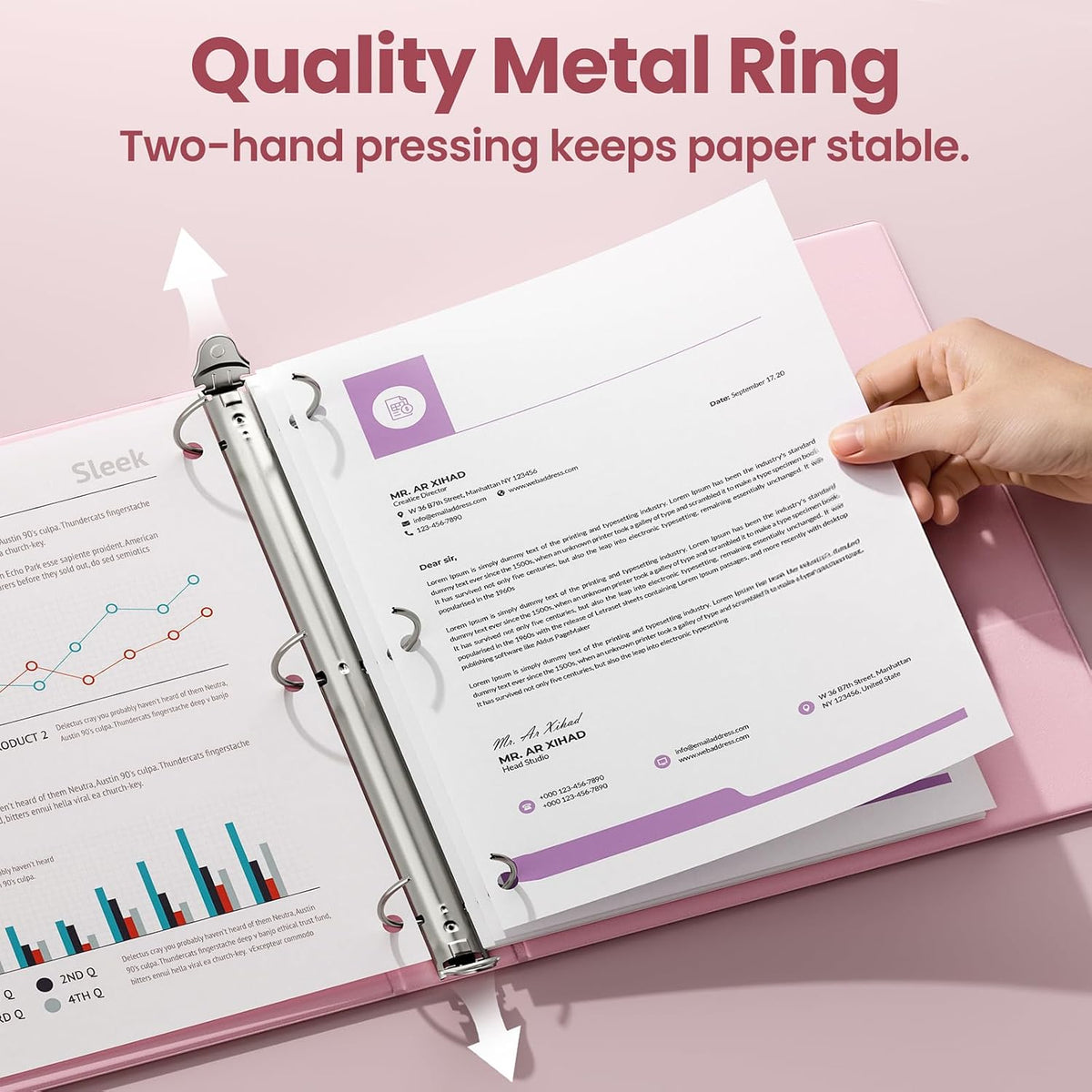 3 Ring Binder 1 Inch 4 Pack, Clear View 1" Binders Three Ring PVC-Free (Fit 8.5x11 Inches) for School or Office Supplies, Pink