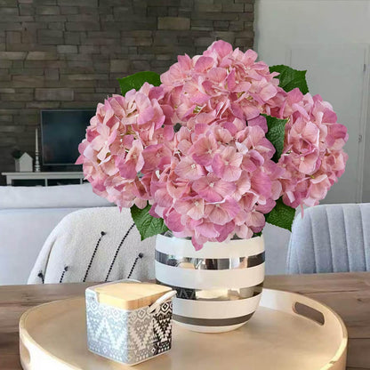 JINWOE Pink Artificial Hydrangeas, 4Pcs Latex Real Touch 20" Lifelike Boho Large Flowers with Stems, Artificial Flowers for Wedding Bouquet Table Centerpieces Home Outdoor (Peach Pink)