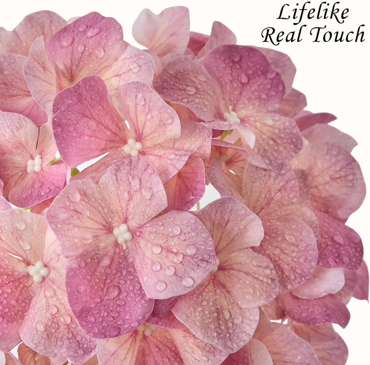 JINWOE Pink Artificial Hydrangeas, 4Pcs Latex Real Touch 20" Lifelike Boho Large Flowers with Stems, Artificial Flowers for Wedding Bouquet Table Centerpieces Home Outdoor (Peach Pink)