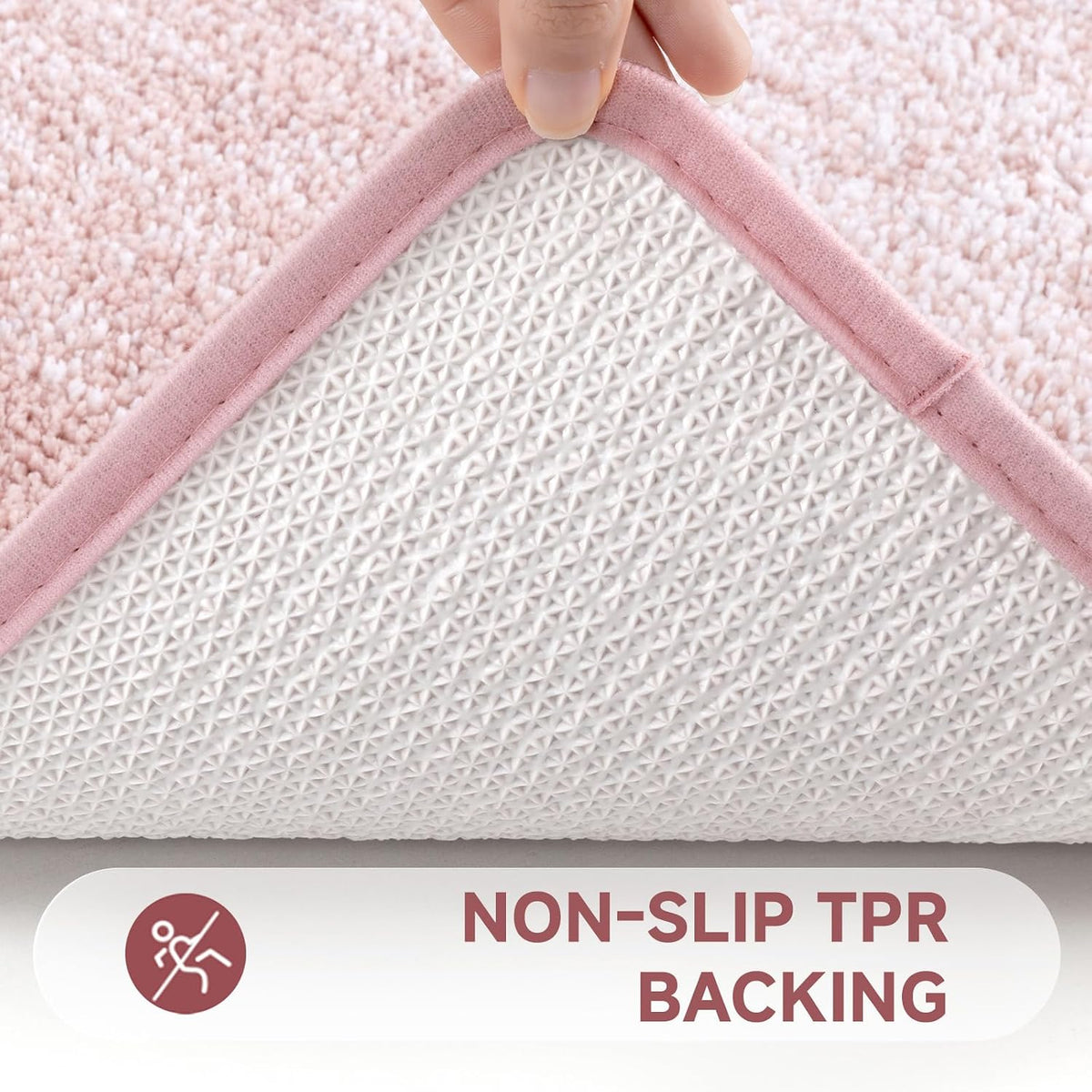 3 Piece Bathroom Rug Set, Microfiber Non Slip Bath Mats, Dusty Pink