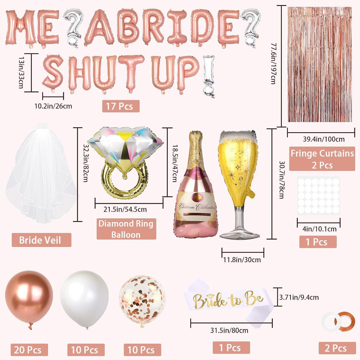 Princess Bachelorette Party Decorations, Me? A Bride? Shut Up! (Rose Gold)
