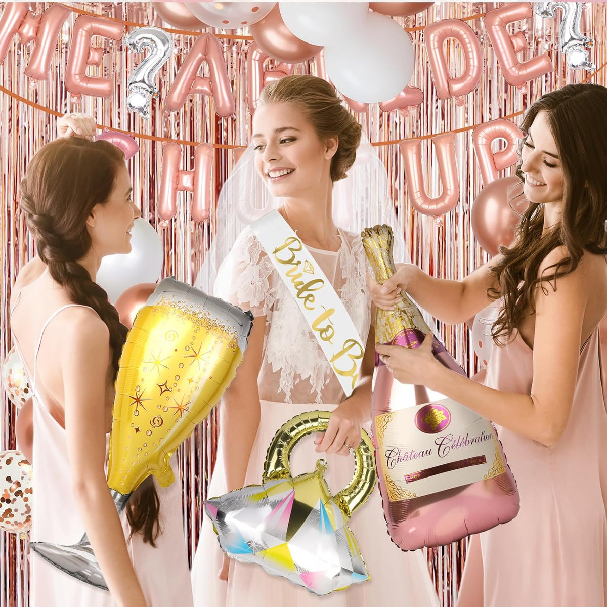 Princess Bachelorette Party Decorations, Me? A Bride? Shut Up! (Rose Gold)