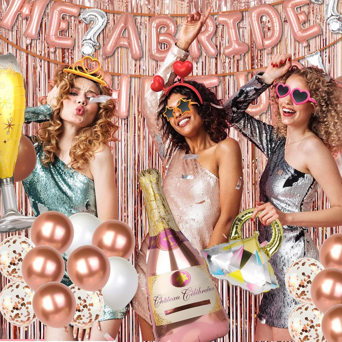 Princess Bachelorette Party Decorations, Me? A Bride? Shut Up! (Rose Gold)