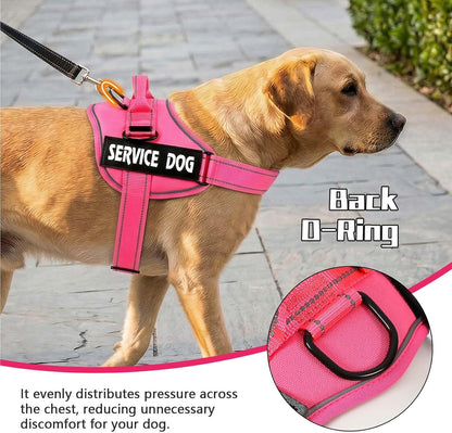 Service Dog Harness, No Pull & Reflective Pet Vest, Hot Pink, S