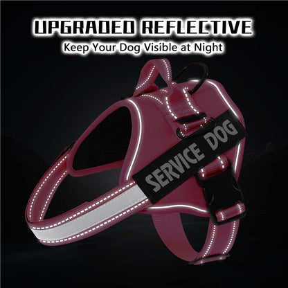 Service Dog Harness, No Pull & Reflective Pet Vest, Hot Pink, S