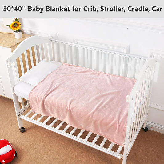Baby Blanket Fleece Toddler Blankets for Boys and Girls, Soft Cozy Fluffy Small Baby Newborn Blankets for Crib, Stroller, Travel and Bed (Pink, 30x40 Inches)