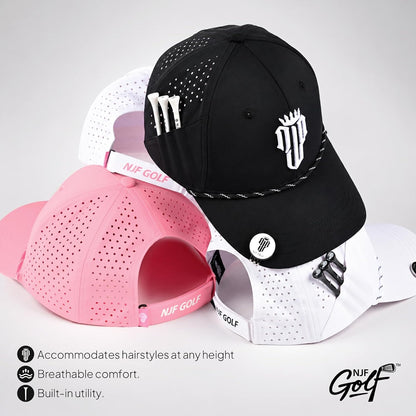 Hat for Women, Breathable Golfing Cap with Tee Holder & Magnetic Ball Marker, Adjustable Ponytail Golf Hats