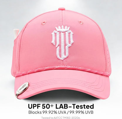 Hat for Women, Breathable Golfing Cap with Tee Holder & Magnetic Ball Marker, Adjustable Ponytail Golf Hats