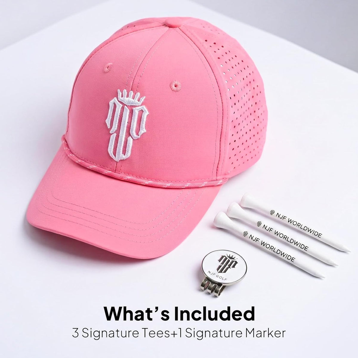 Hat for Women, Breathable Golfing Cap with Tee Holder & Magnetic Ball Marker, Adjustable Ponytail Golf Hats