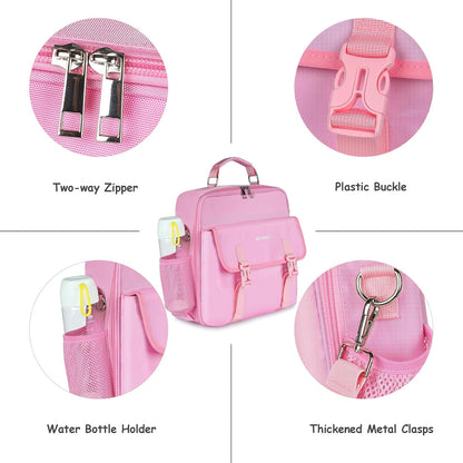 3 Ring Zipper Binder 500-Sheet Zipper Binder Adjustable Shoulder Strap & Handle for 14 Inch Laptop for School and Office (pink)