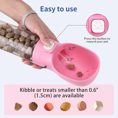 Handheld Dog Treat Dispenser Built-in Clicker & Treat Pouch, Hand Feeder for Puppy Training Walking Hiking Traveling (6.7 OZ, Pink)