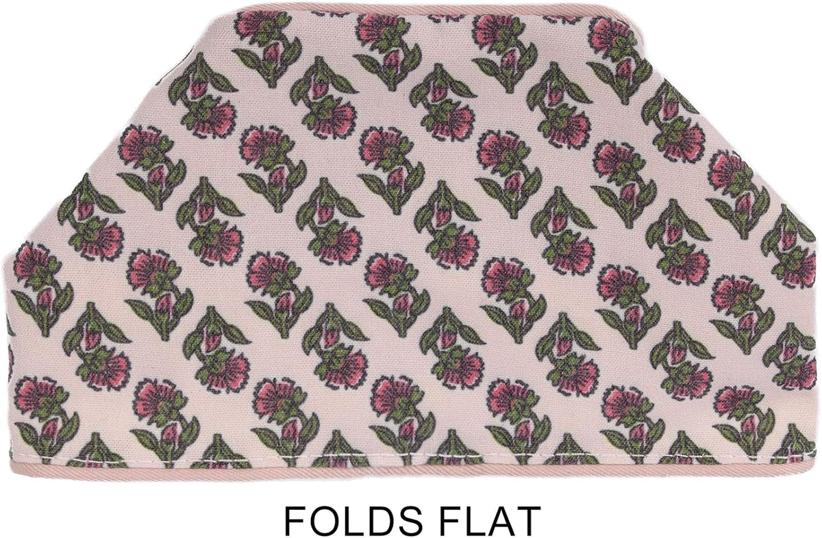 3Pcs Pink Flower Cotton Tissue Box Cover Hand Block Printed 5" x 5" x 5.5" Square Soft Reusable Floral Napkin Holder for Home Kitchen Dining Bathroom Office Cafe (Pink)