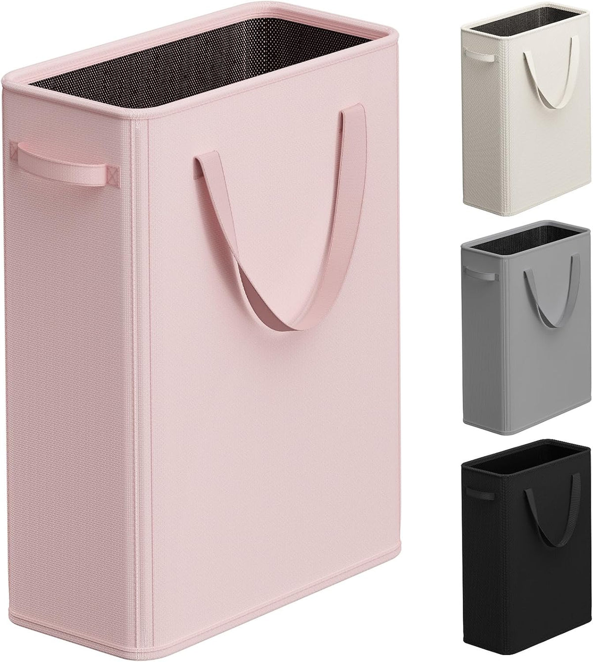 50L Pink Slim Laundry Hamper, Narrow Laundry Basket with Handles, Baby Girl Hamper for Nursery, Dorm, Bedroom, Living Room, Collapsible Laundry Basket