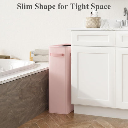 50L Pink Slim Laundry Hamper, Narrow Laundry Basket with Handles, Baby Girl Hamper for Nursery, Dorm, Bedroom, Living Room, Collapsible Laundry Basket