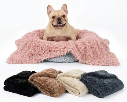 Pink Fluffy Long Faux Fur Pet Throw Blankets for Dogs Waterproof Pet Blanket for Puppy Cats Couch Protector Mat Love Bed Cover Washable(Pink,S)