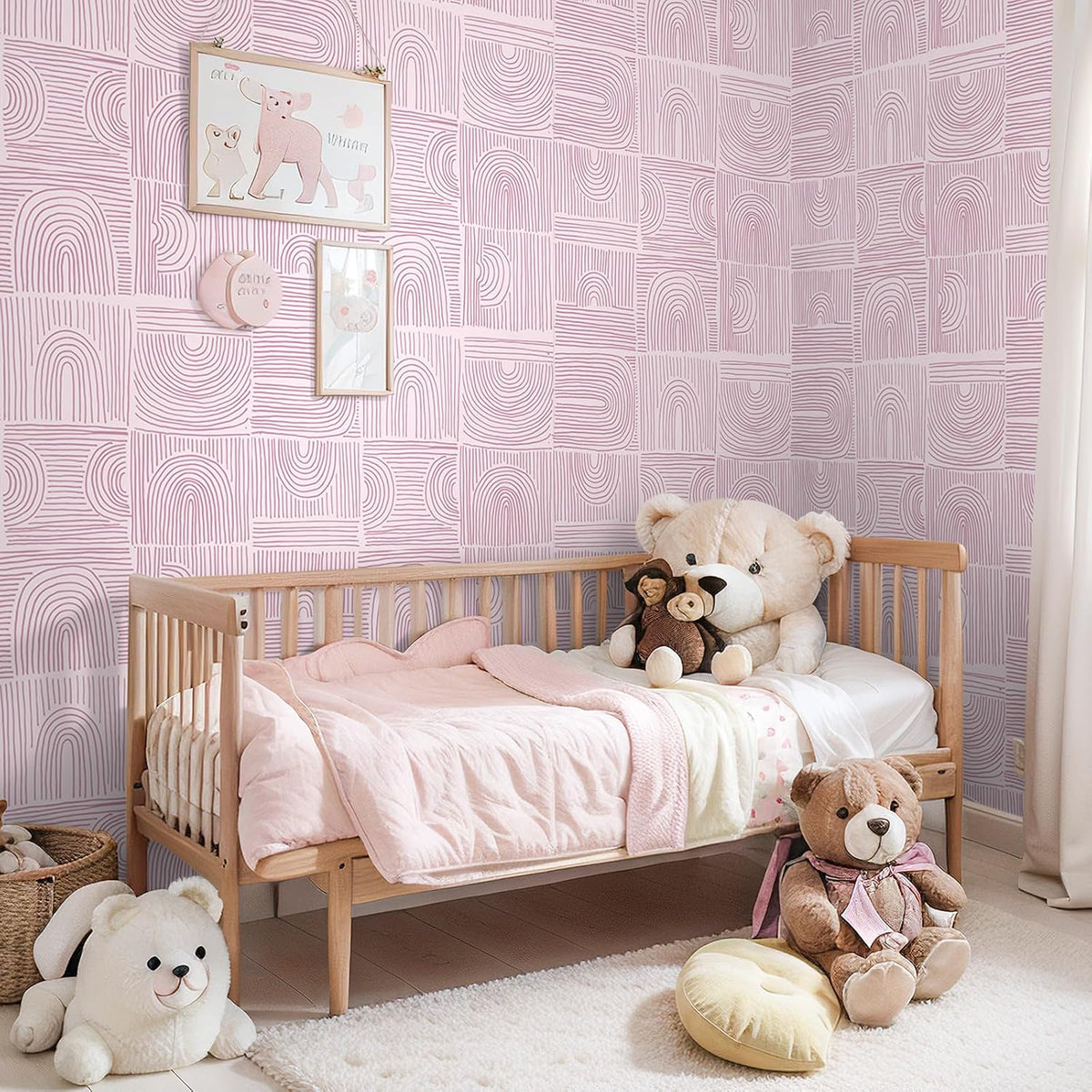 Pink Geometric Peel and Stick Wallpaper Boho Geometric Wallpaper for Bathroom Bedroom 17.7''x118'' Abstract Art Deco Wallpaper Removable Prepasted Pink Contact Paper for Cabinets Drawers
