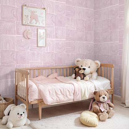 Pink Geometric Peel and Stick Wallpaper Boho Geometric Wallpaper for Bathroom Bedroom 17.7''x118'' Abstract Art Deco Wallpaper Removable Prepasted Pink Contact Paper for Cabinets Drawers