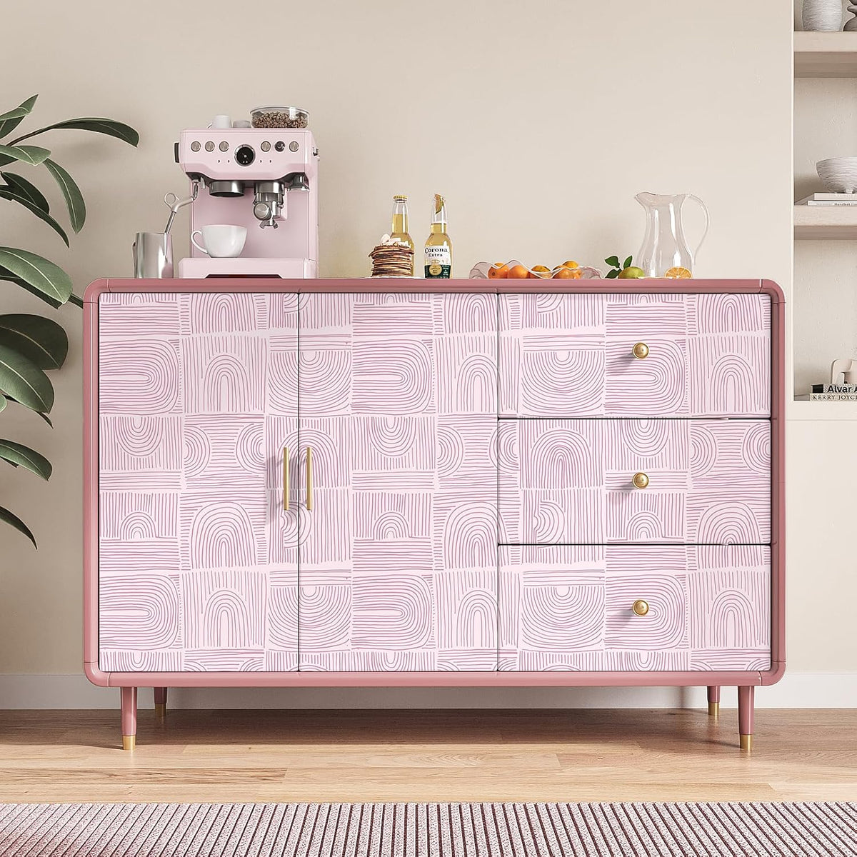 Pink Geometric Peel and Stick Wallpaper Boho Geometric Wallpaper for Bathroom Bedroom 17.7''x118'' Abstract Art Deco Wallpaper Removable Prepasted Pink Contact Paper for Cabinets Drawers