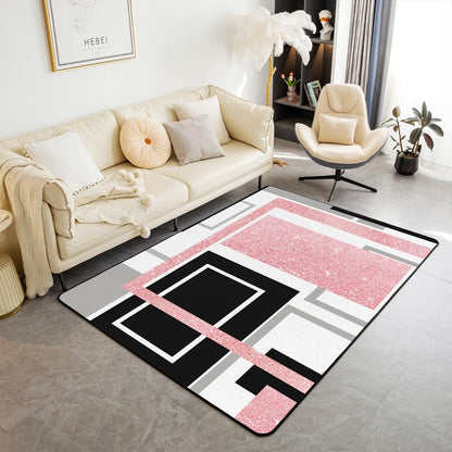 Peach Geometric Area Rug 3x5 Kids, Abstract Modern Living Room Rugs for Bedroom for Boys Girls, Decor Carpet Microfiber,Lightweight (No Glitter)