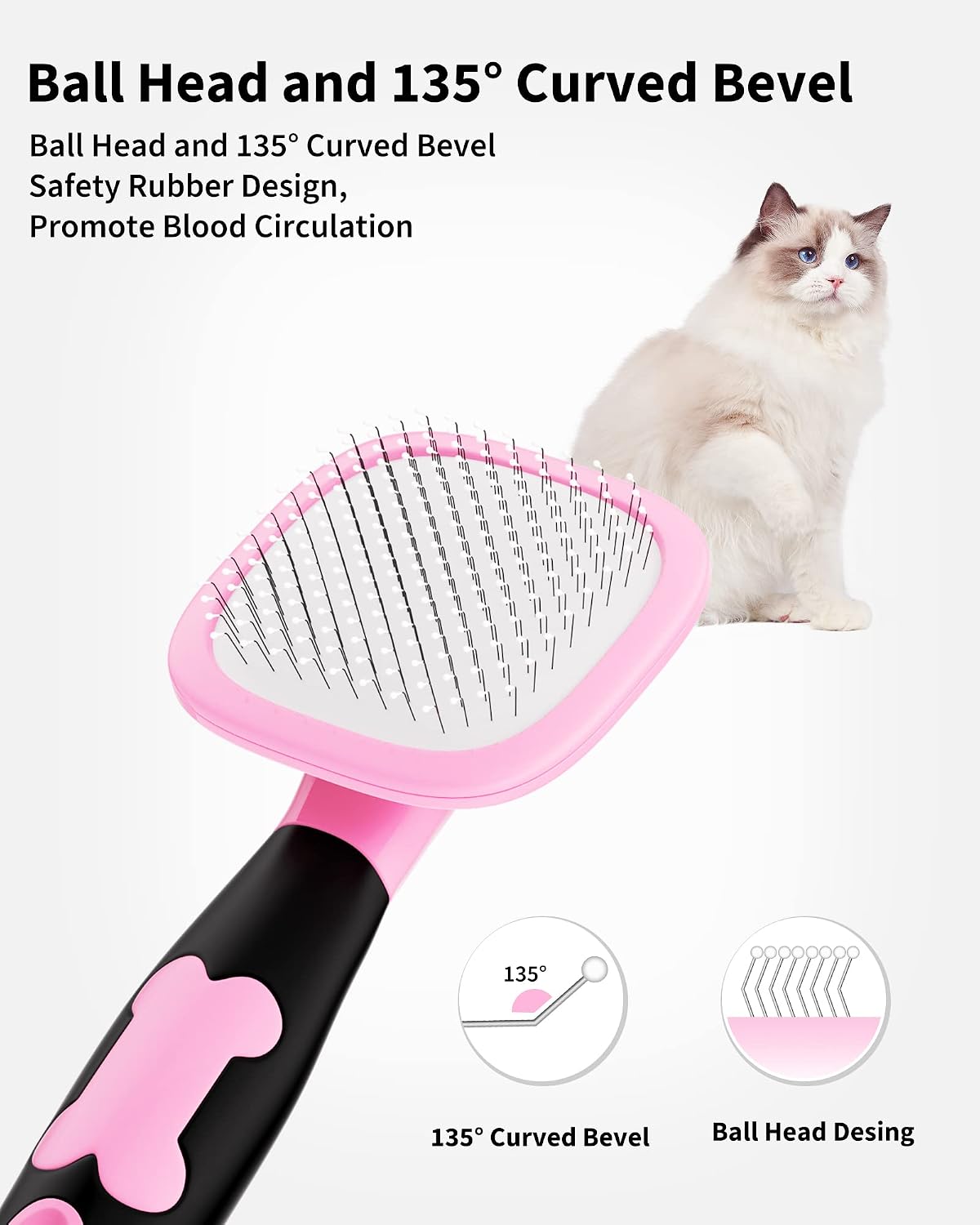 Dog & Cat Brush- Slicker Pet Brush- Shedding Grooming Tools(Pink)