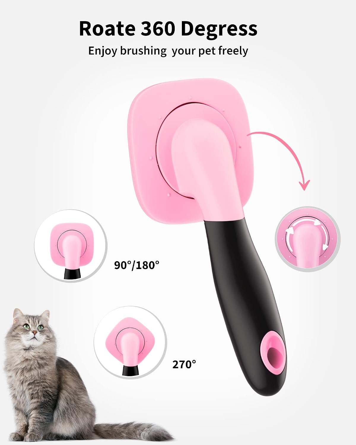 Dog & Cat Brush- Slicker Pet Brush- Shedding Grooming Tools(Pink)
