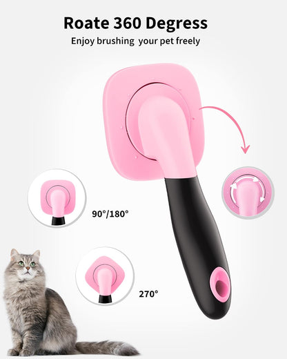 Dog & Cat Brush- Slicker Pet Brush- Shedding Grooming Tools(Pink)