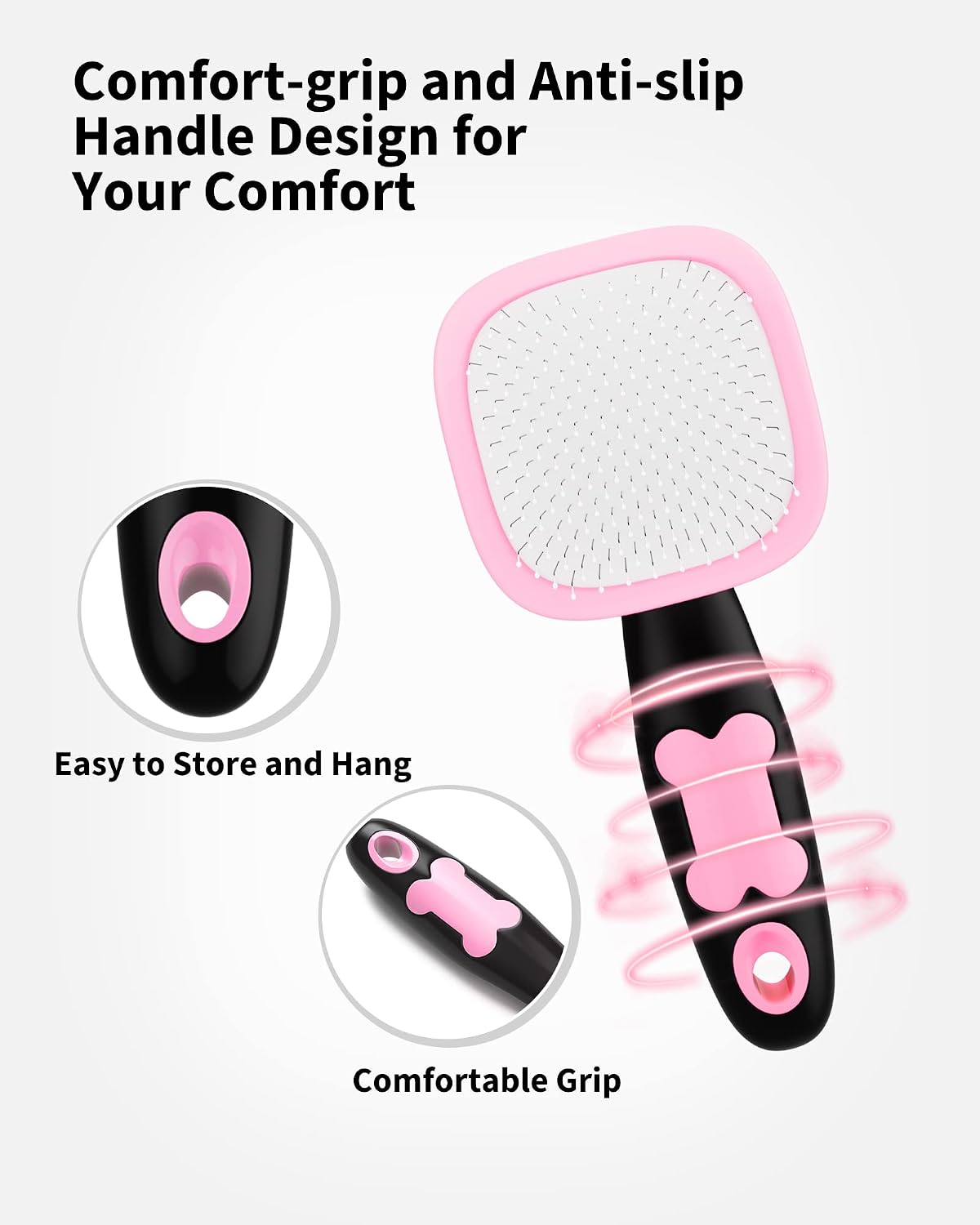 Dog & Cat Brush- Slicker Pet Brush- Shedding Grooming Tools(Pink)