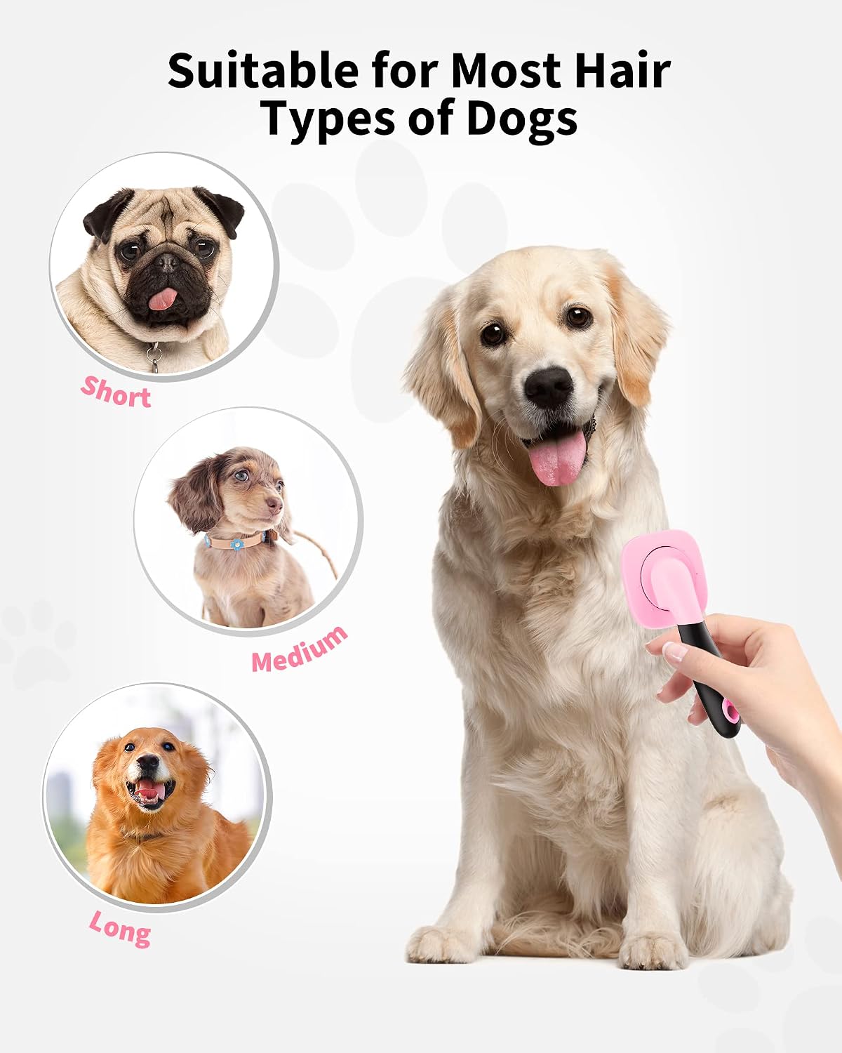 Dog & Cat Brush- Slicker Pet Brush- Shedding Grooming Tools(Pink)