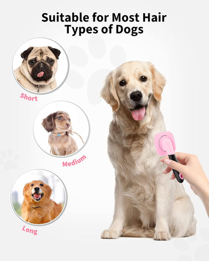 Dog & Cat Brush- Slicker Pet Brush- Shedding Grooming Tools(Pink)