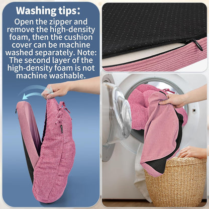 Double-Layer Thickened Chair Cushion for Dining Chair, Natural Latex Foam Support, 2-Faced Reversible Kitchen Seat Cushion, Practical Non-Slip Chair Pad, 1 PC, Pink