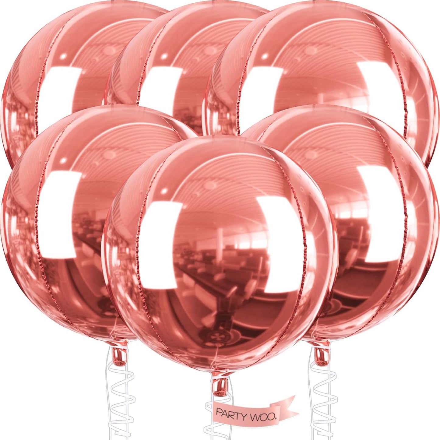 Rose Gold Foil Balloons 6pcs Large Round Giant Jumbo 4D Balloons